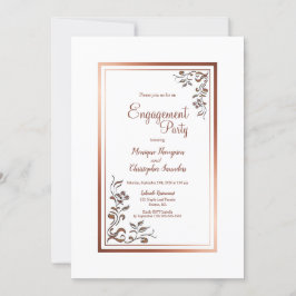 Convites Festa de noivado Floral Dourada de Borda Vintage