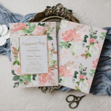 Festa de noivado Floral Dourada de Cor de Água Cor