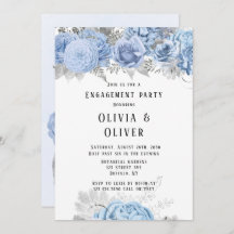 Festa de noivado Floral Dusty Blue e Silver