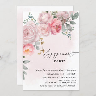 Convites Festa de noivado Floral Lente-Rosa Moderna