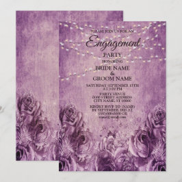 Convites Festa de Noivado Floral Lilás Rosa Roxo Vintage