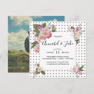 Convites Festa de Noivado Floral Retro