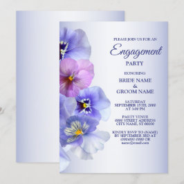 Convites Festa de noivado Floral Roxa Lilac Pansy