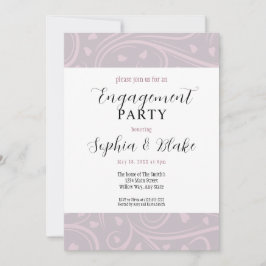 Convites Festa de noivado Floral Roxo-Branco Moderno