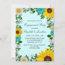 Convites Festa de noivado Floral Rustic Sunflower Daisy