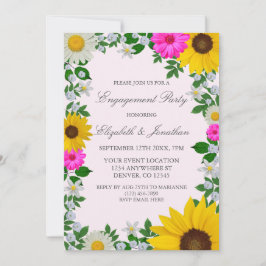 Convites Festa de noivado Floral Rustic Sunflower Daisy
