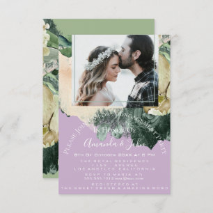 Convites Festa de noivado Foto Purple Floral do Chá de pane