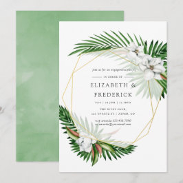 Convites Festa de noivado geométrica do verde tropical