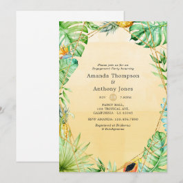 Convites Festa de noivado Geométrica Tropical Exótica