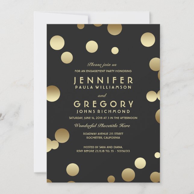 Convites Festa de noivado Gold Foil Confetti (Frente)
