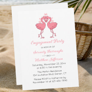 Convites Festa de Noivado Havaiana Flamingo Rosa Tropical