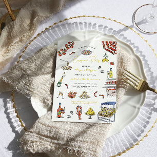 Convites Festa de Noivado Italian Summer Doodle