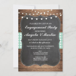 Convites Festa de noivado Lights Mint Check Wood Invite