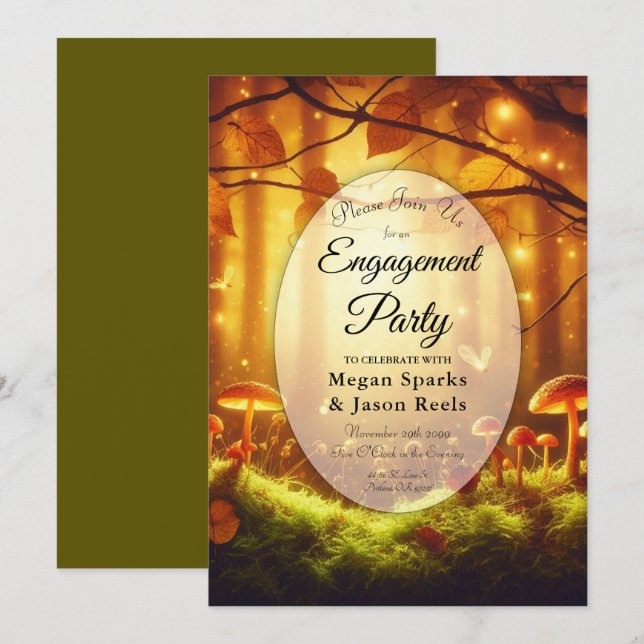 Convites Festa de noivado Magical Amber Forest Fairytale (Frente/Verso)