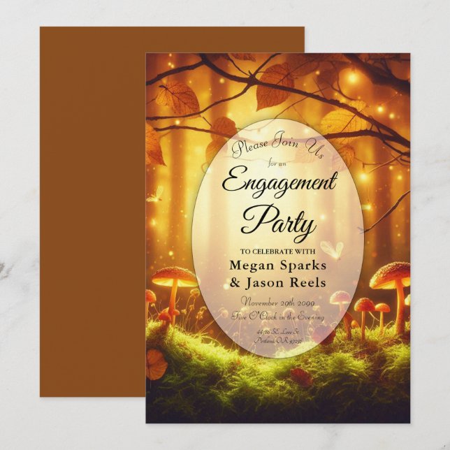 Convites Festa de noivado Magical Amber Forest Fairytale (Frente/Verso)