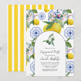 Convites festa de noivado mediterrânica "La Dolce Vita"