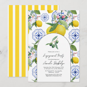 Convites festa de noivado mediterrânica "La Dolce Vita"