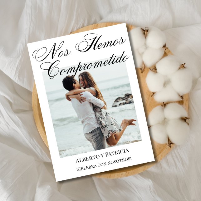 Convites Festa de noivado Minimalista da Caligrafia Espanho (Criador carregado)