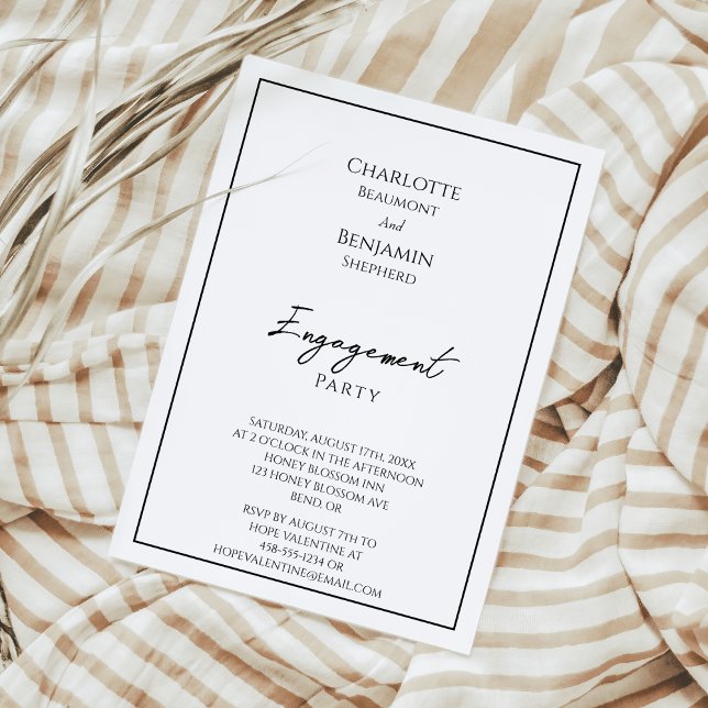 Convites Festa de noivado Minimalista Simples (Criador carregado)