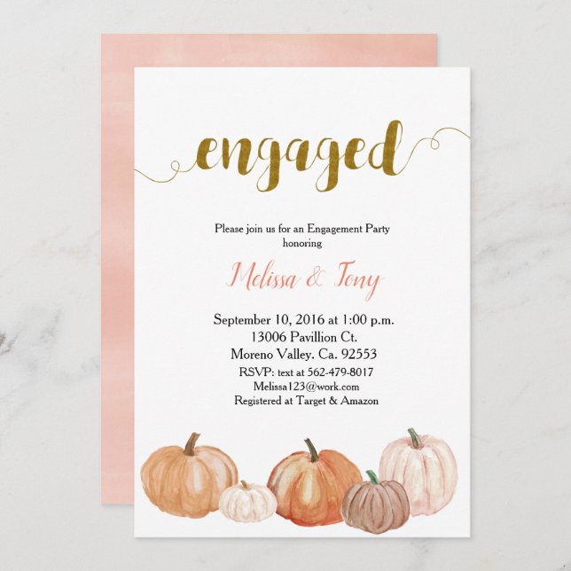 Convites festa de noivado moderna (Frente/Verso)