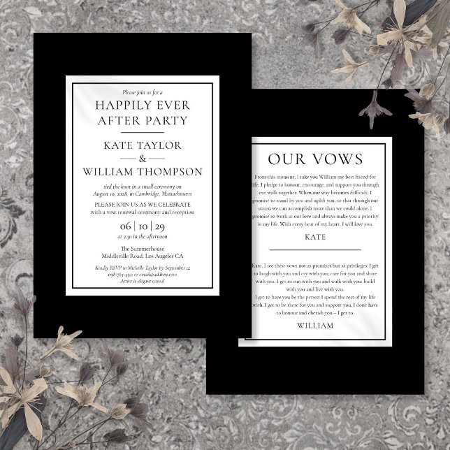 Convites Festa de Noivado Modernos Felizes para Sempre Voto (Modern Happily Ever After Party Wedding Vows Invitation)