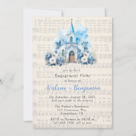 Convites Festa de noivado Musical Dusty Blue Church