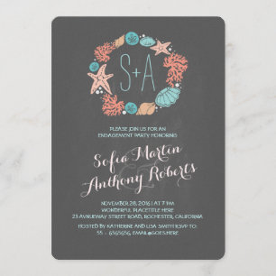 Convites Festa de noivado náutica de praia em terra