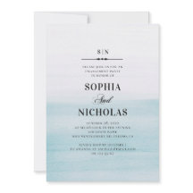 Festa de noivado náutica elegante azul-aquarela