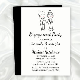 Convites Festa de noivado Negra Negra de Casamento da Noiva