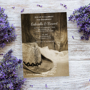 Convites Festa de noivado Ocidental do Chapéu do Cowboy e d