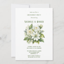 Convites Festa de noivado Pintada Verde Branco Floral