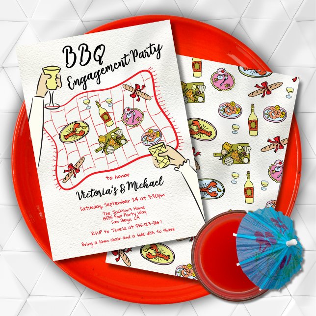 Convites Festa de noivado-piquenique desenhada à mão (Criador carregado)