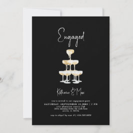 Convites Festa de noivado Preta de Torre de Champanhe