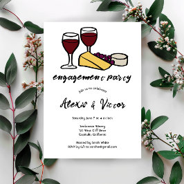 Convites Festa de noivado Provando Vinho e Queijo PERSONALI
