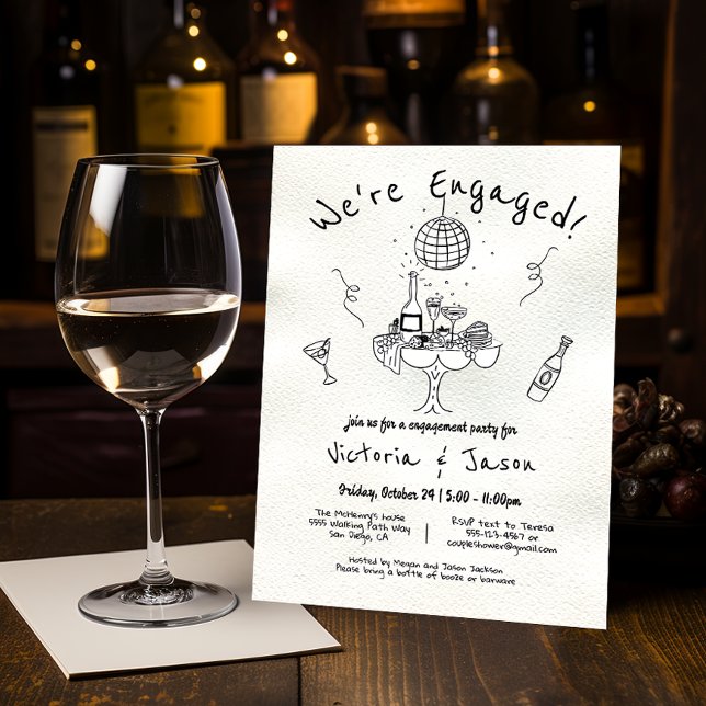 Convites Festa de noivado puxada pela mão (Criador carregado)