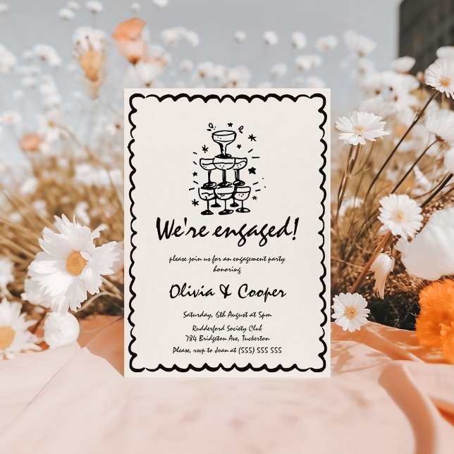 Convites Festa de noivado Retroativa Simples De Desenho De  (Criador carregado)