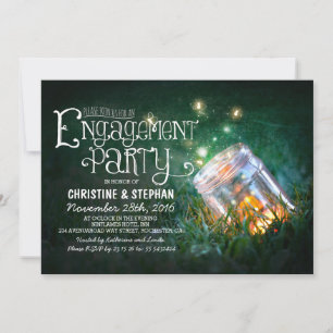 Convites festa de noivado Romântica de jarro e pirilampos