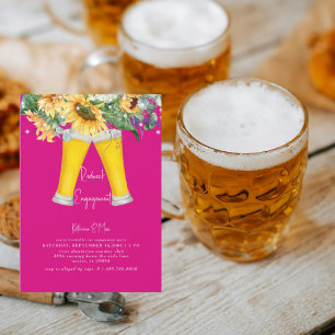 Convites Festa de noivado Rosa Quente de Girassol Vermelho