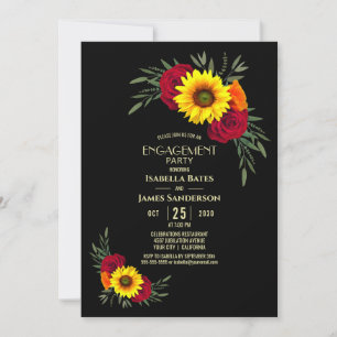 Convites Festa de noivado Rosa Sunflower Black