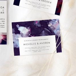 Convites Festa de noivado Roxo Moderna do Traço do Pincel