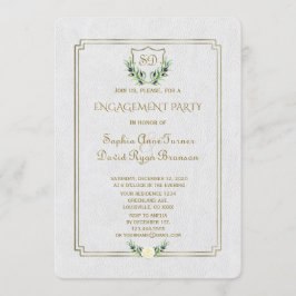 Convites Festa de Noivado Royal Gold Crest Lush Greenery