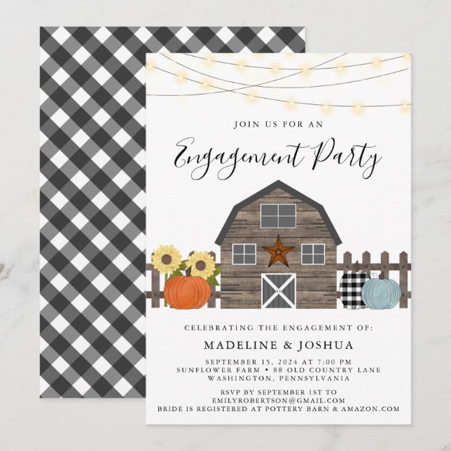 Convites Festa de noivado russa queda no campo (Frente/Verso)