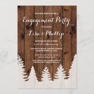 Convites Festa de noivado Rustic Chá Winter Trees Invite