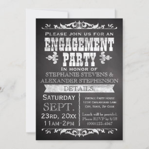 Convites Festa de noivado Rustic Chalkboard Vintage
