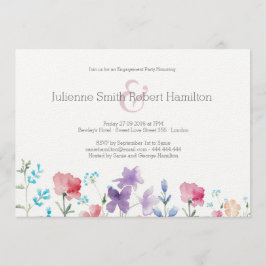 Convites Festa de noivado Rustic Floral Watercolor