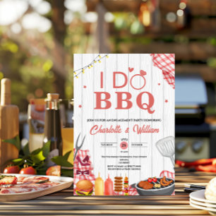 Convites Festa de Noivado Rustic I Do BBQ Plaid
