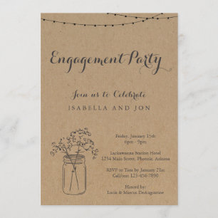 Convites Festa de noivado   Rustic Kraft Paper