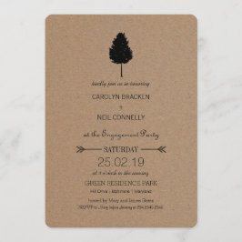 Convites Festa de noivado Rustic Kraft Paper Forest Tree