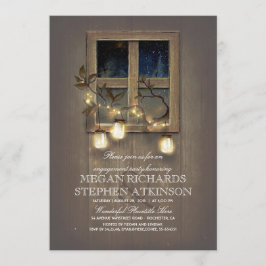 Convites Festa de noivado Rustic Mason Jar Lights Barn