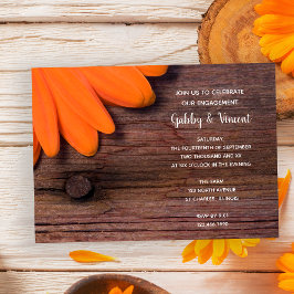 Convites Festa de noivado Rustic Orange Daisy Country Barn